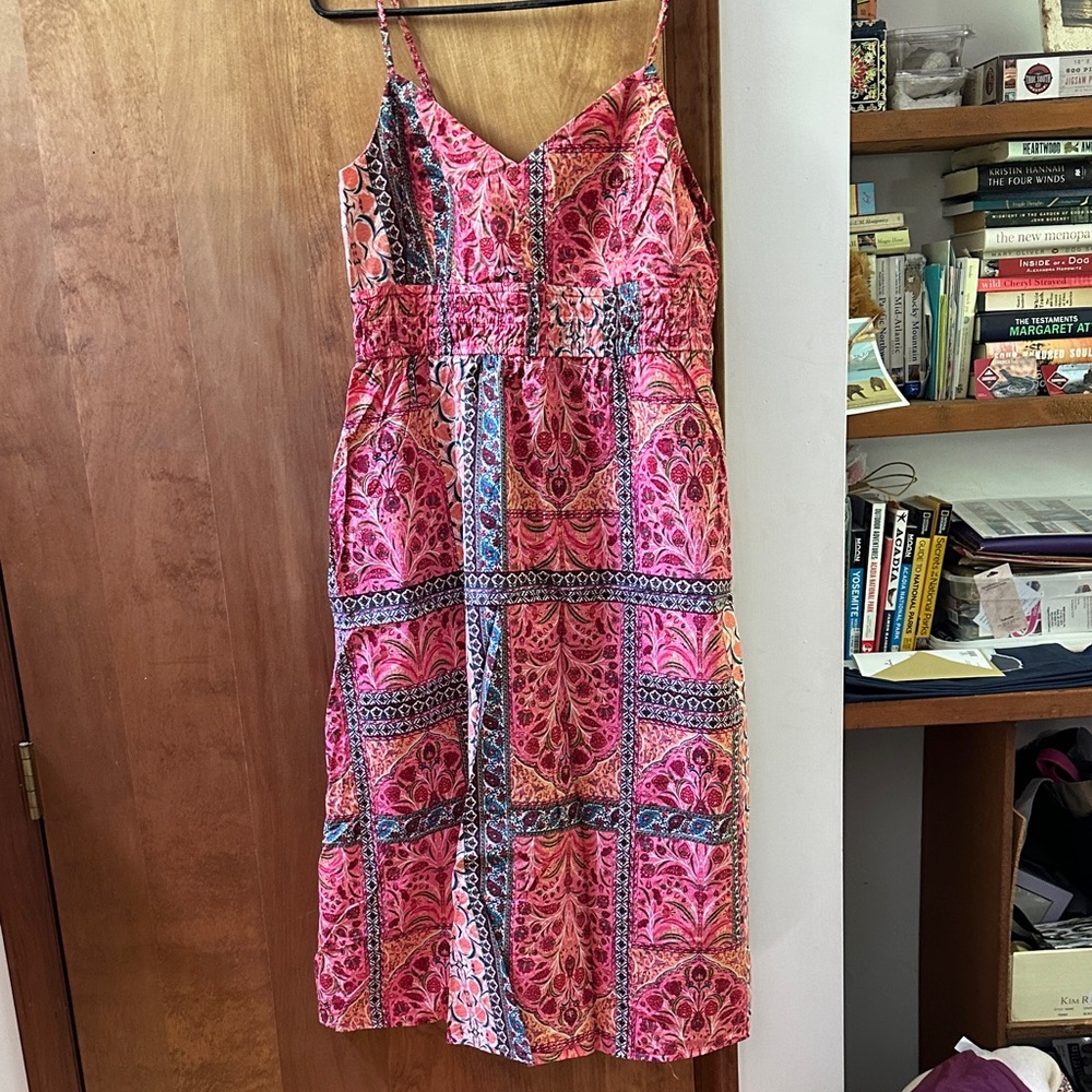 Old Navy Pink Printed Spaghetti-Strap Midi Dress